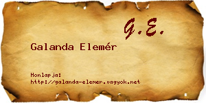 Galanda Elemér névjegykártya